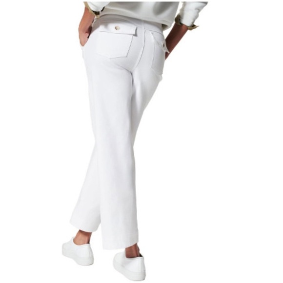 SPANX Women's White Spanx Twill Cropped Wide Leg Pant Size Medium - Picture 3 of 9